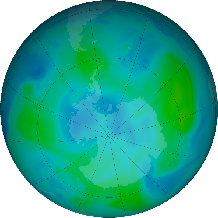 Antarctic ozone map for 26 January 2023